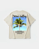 Camiseta Ocean Is Calling Big Back Oversize Basic Beige