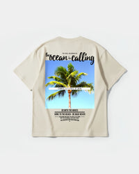 Camiseta Ocean Is Calling Big Back Oversize Basic Beige