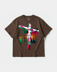 Camiseta Cristo Big Front Oversize Basic Marron
