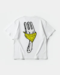 Camiseta Angry Fork Big Back Oversize Basic Blanco