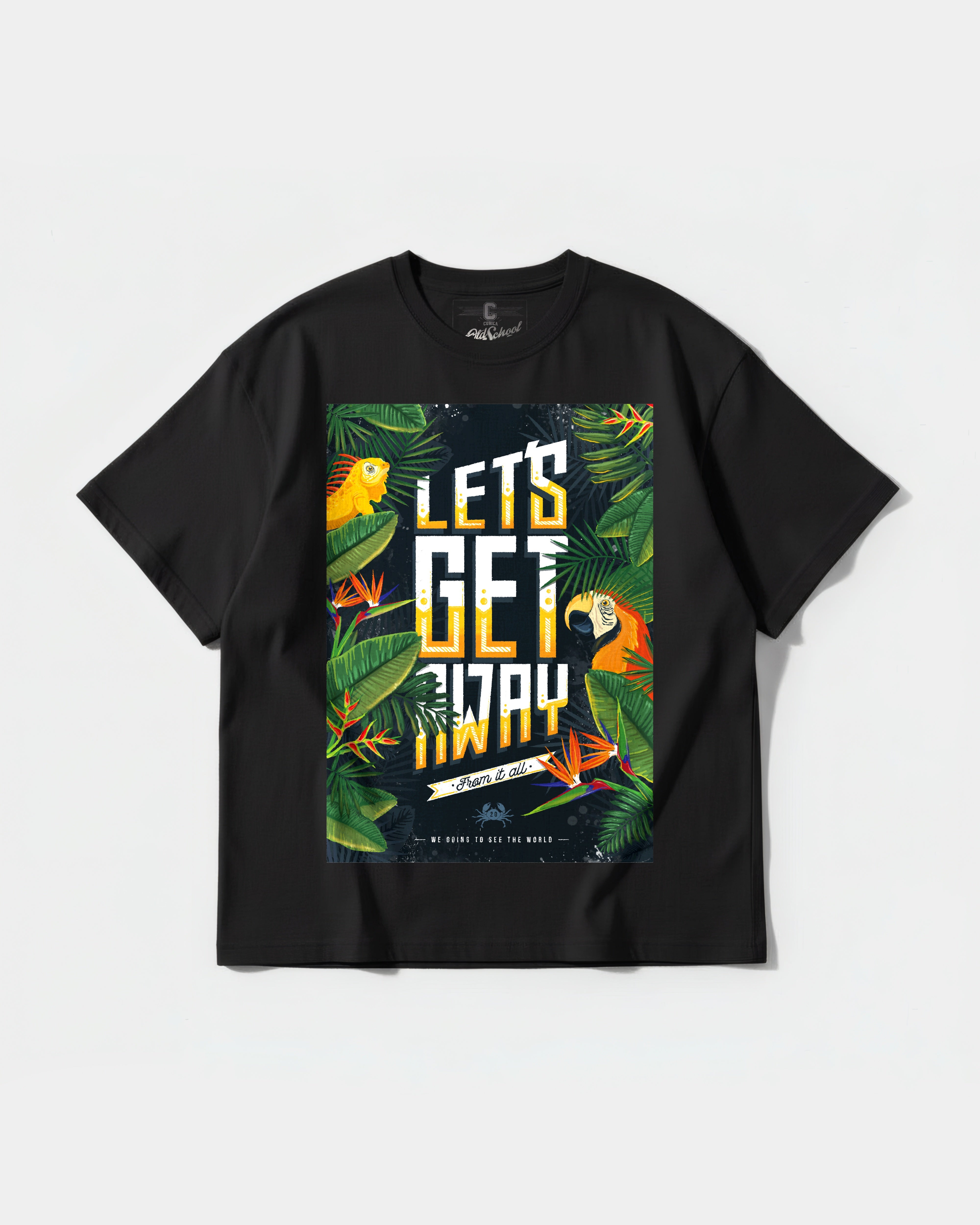 Let's Get Away Big Front Oversize Basic T-Shirt