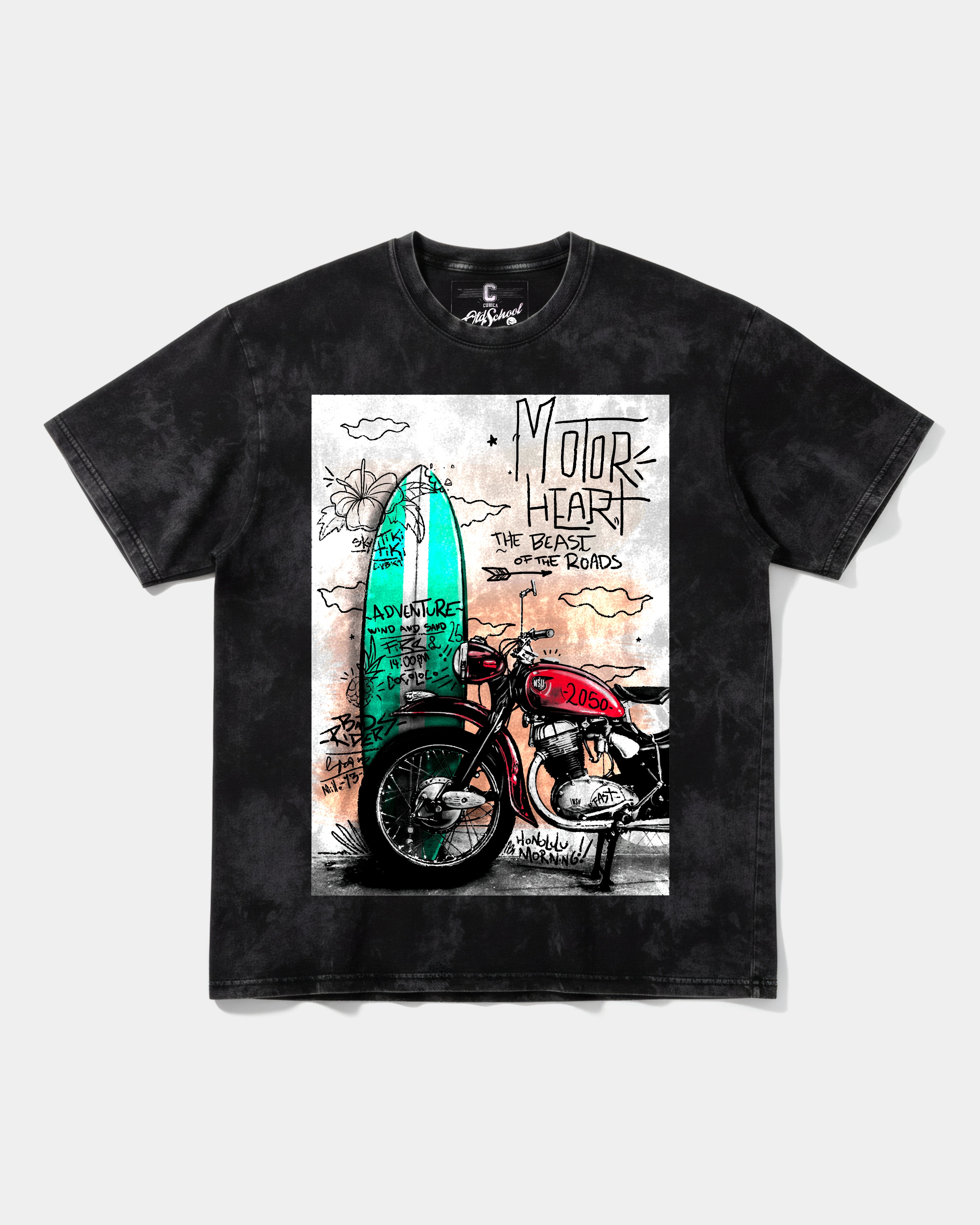 Motor Heart Big Front Oversize Acid T-Shirt