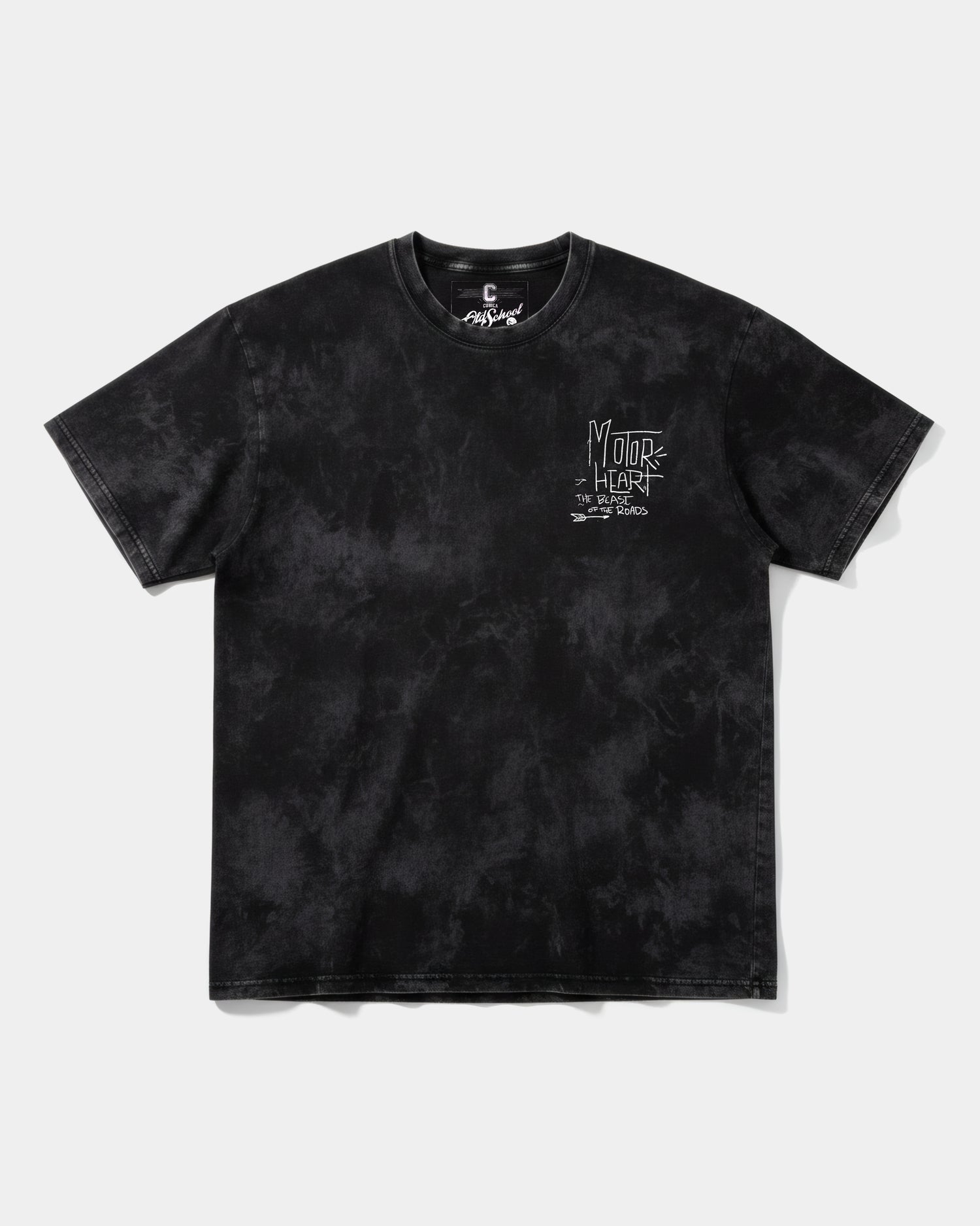 Camiseta Motor Heart White Pocket Front Oversize Acid Negro