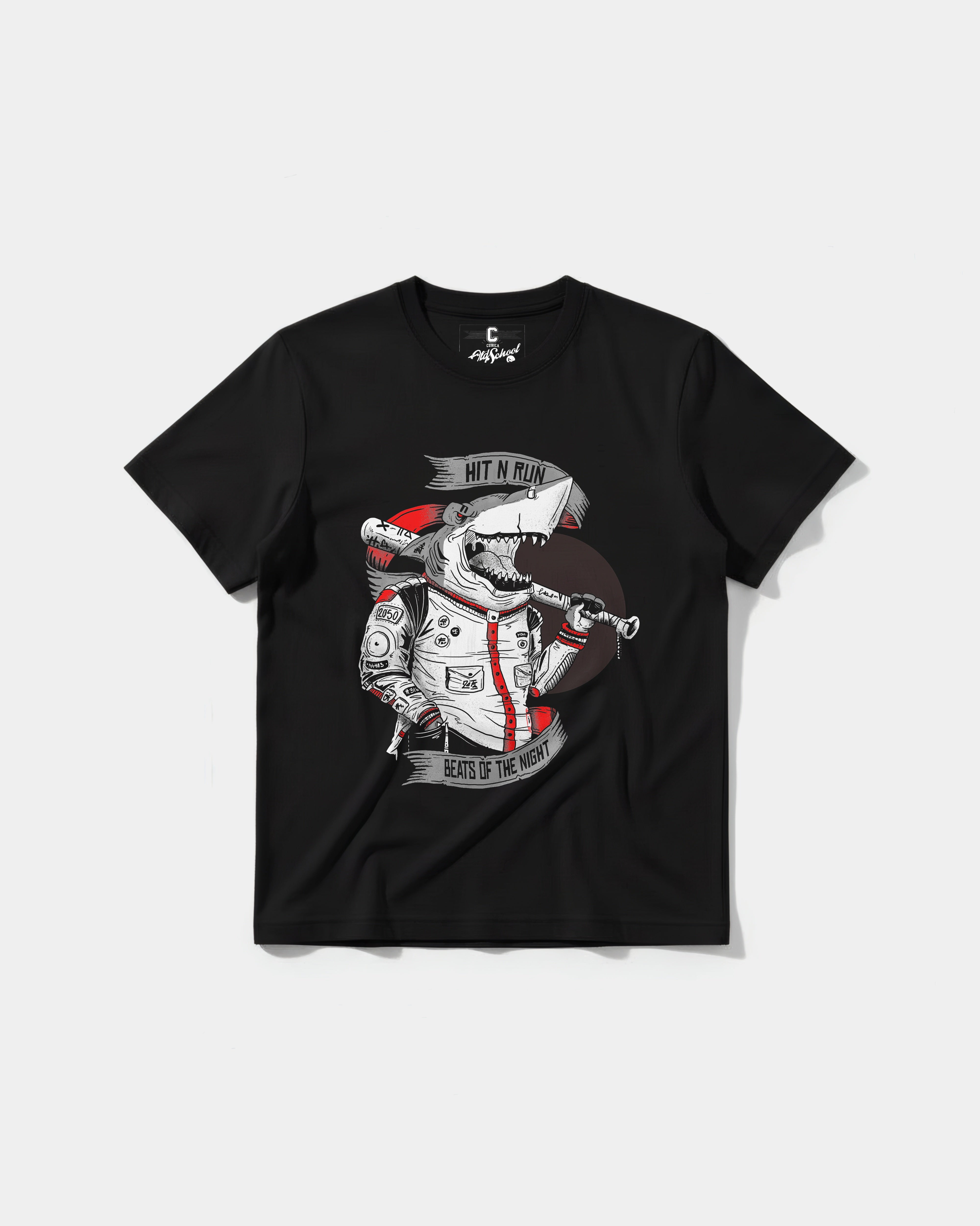 Baseball Shark Big Front Regular Basic T-shirt