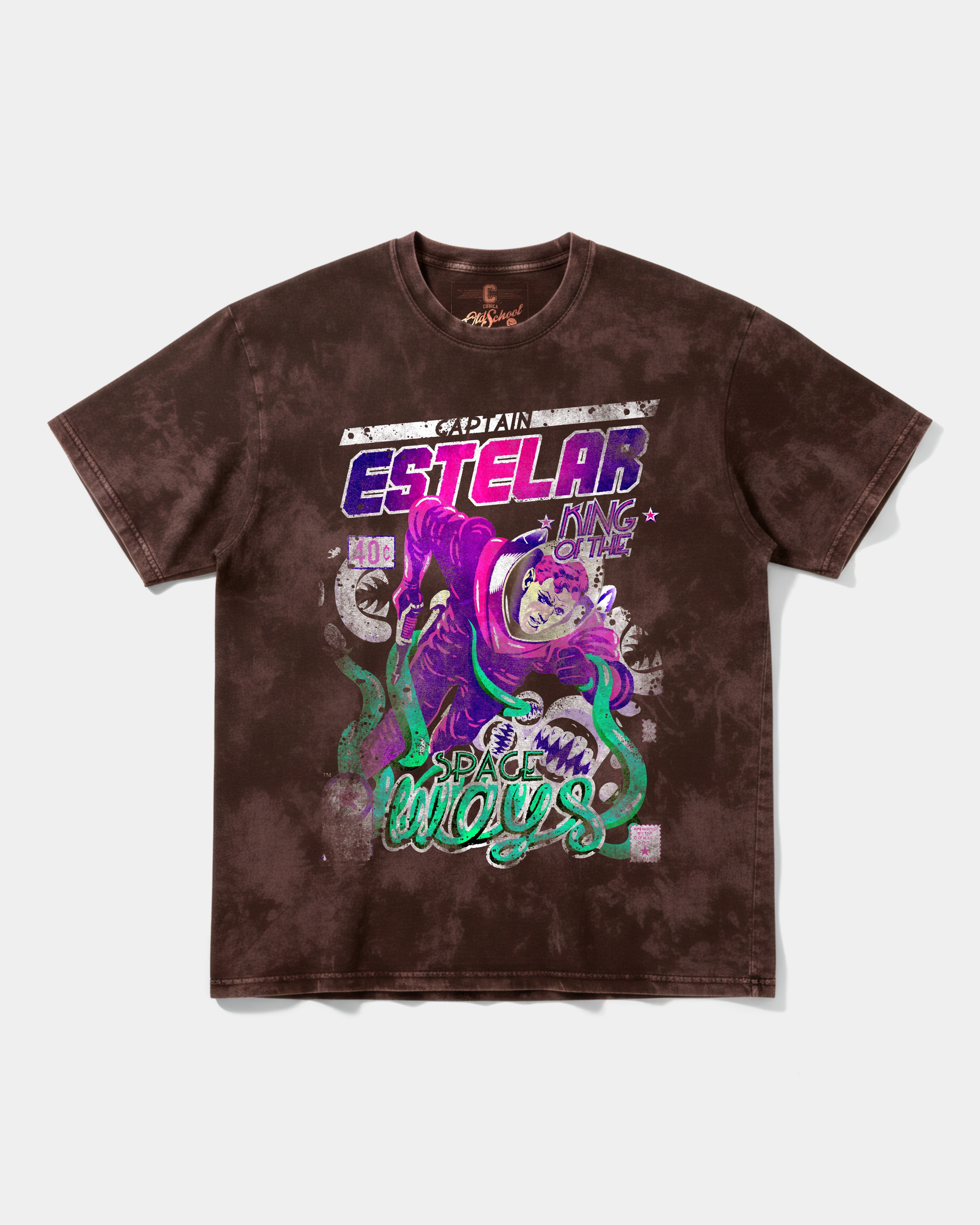 Camiseta Cubica Estelar Big Front Oversize Acid Marron