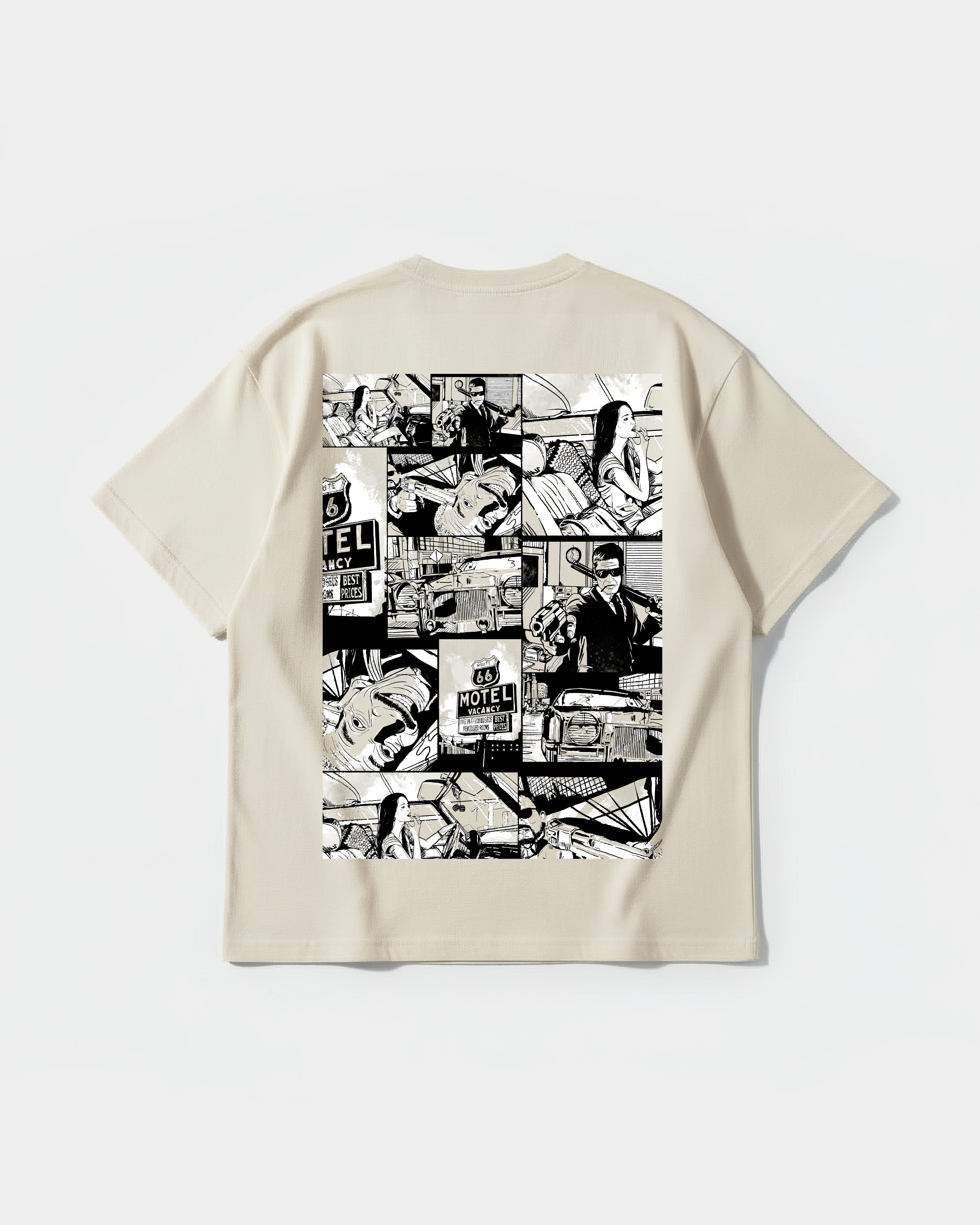 Camiseta Motel Vacancy Big Back Oversize Basic Beige