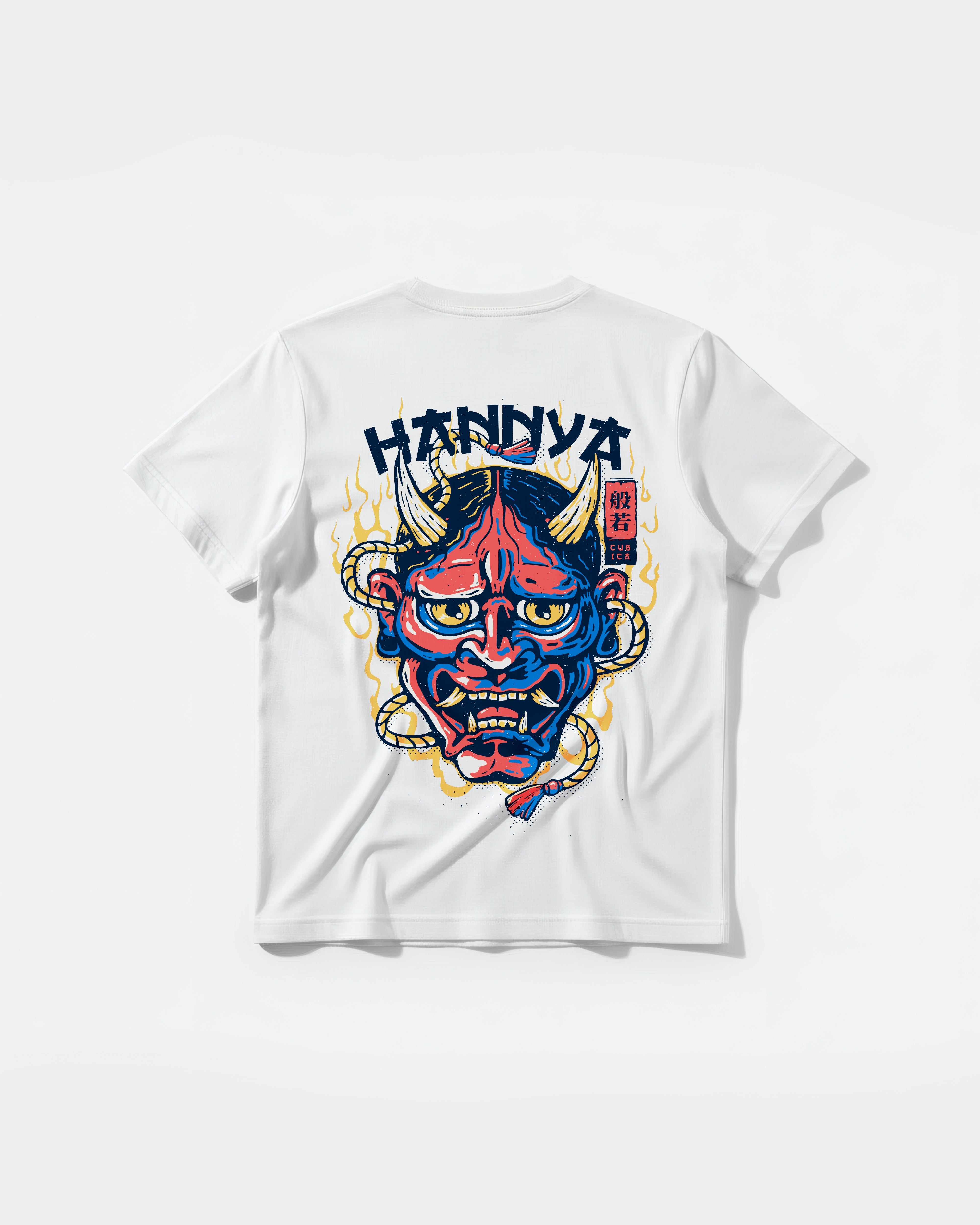 Chinese Hannya Pocket Back Regular Basic T-Shirt