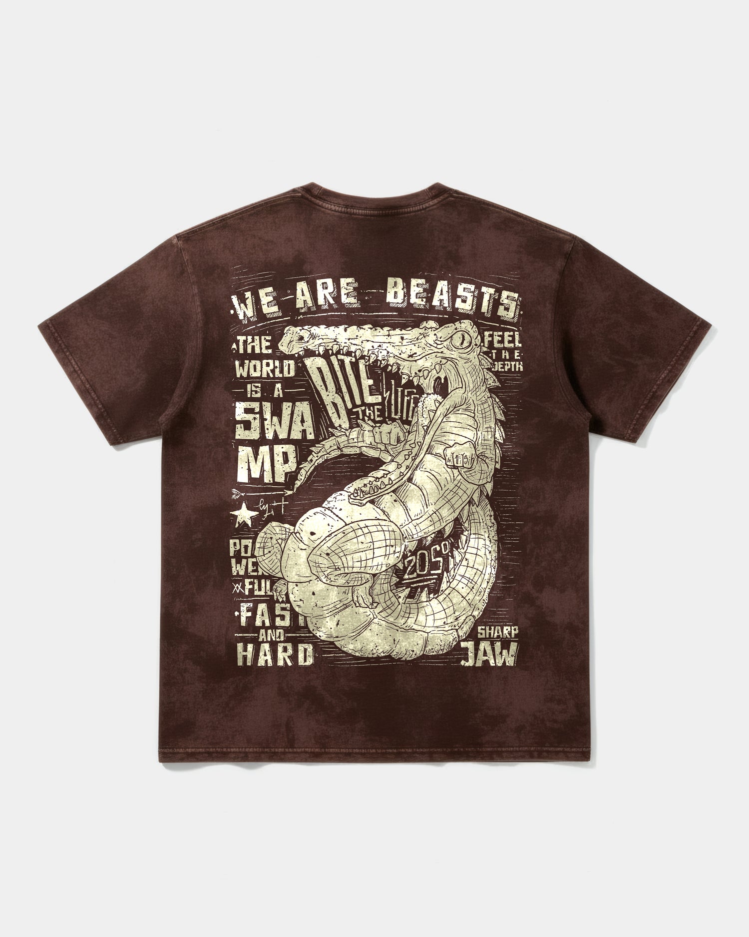 Camiseta We Are Beasts White Big Back Oversize Acid Marron