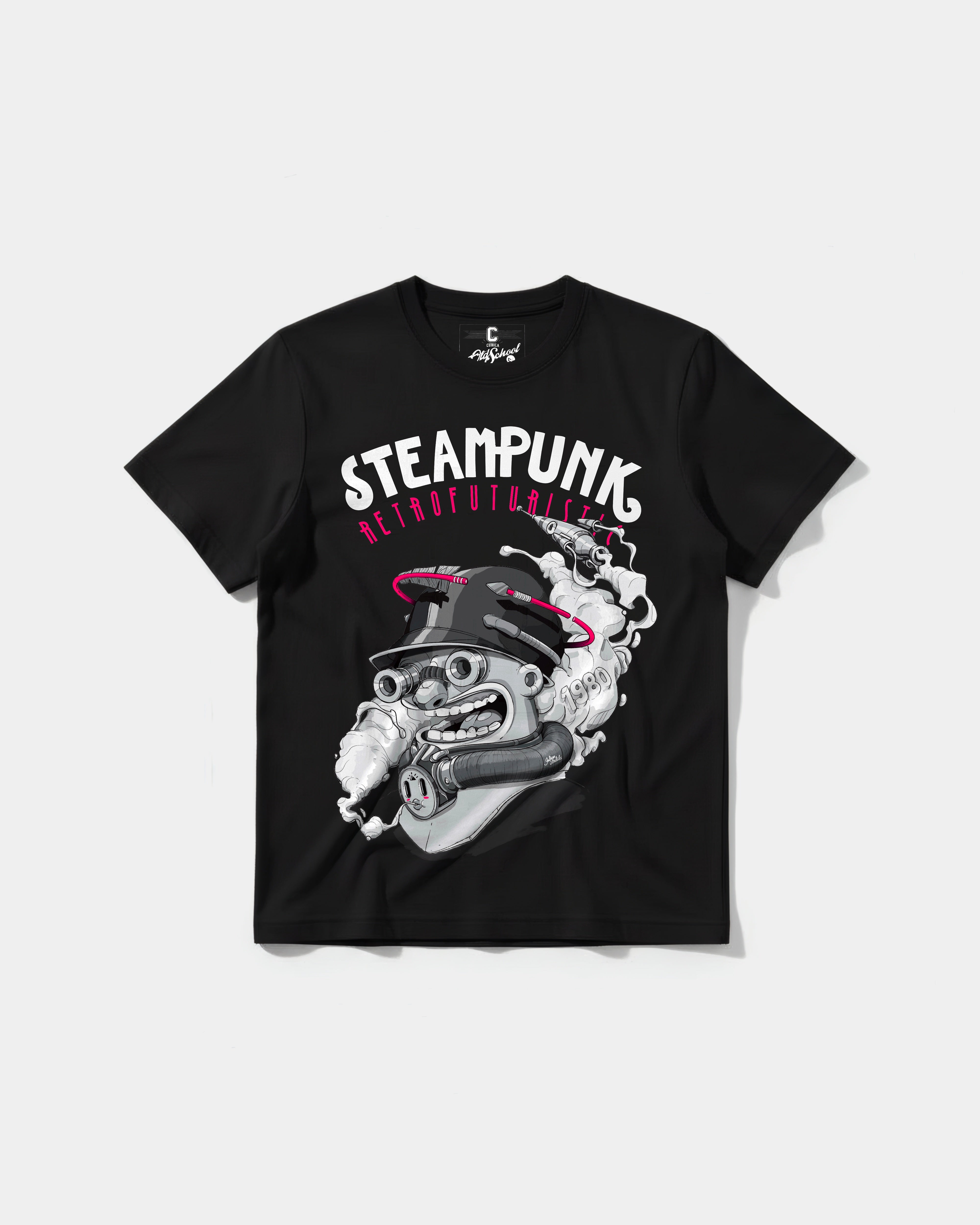 Steampunk Retrofuturistic Big Front Regular Basic T-shirt
