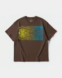 Camiseta Cubica Psychedelic Big Front Oversize Basic Marron