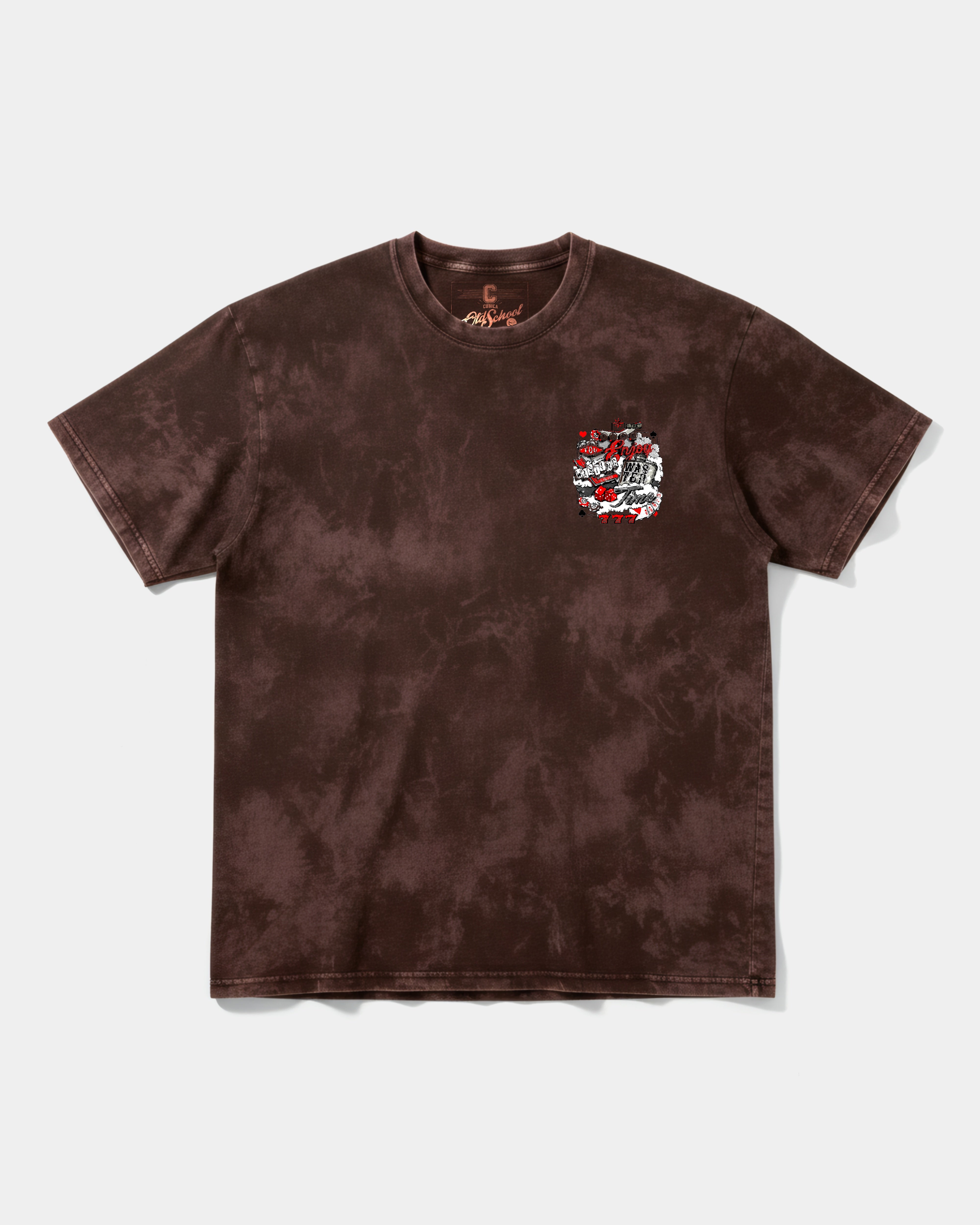 Camiseta Wasting Time 777 Big Front Oversize Acid Marron