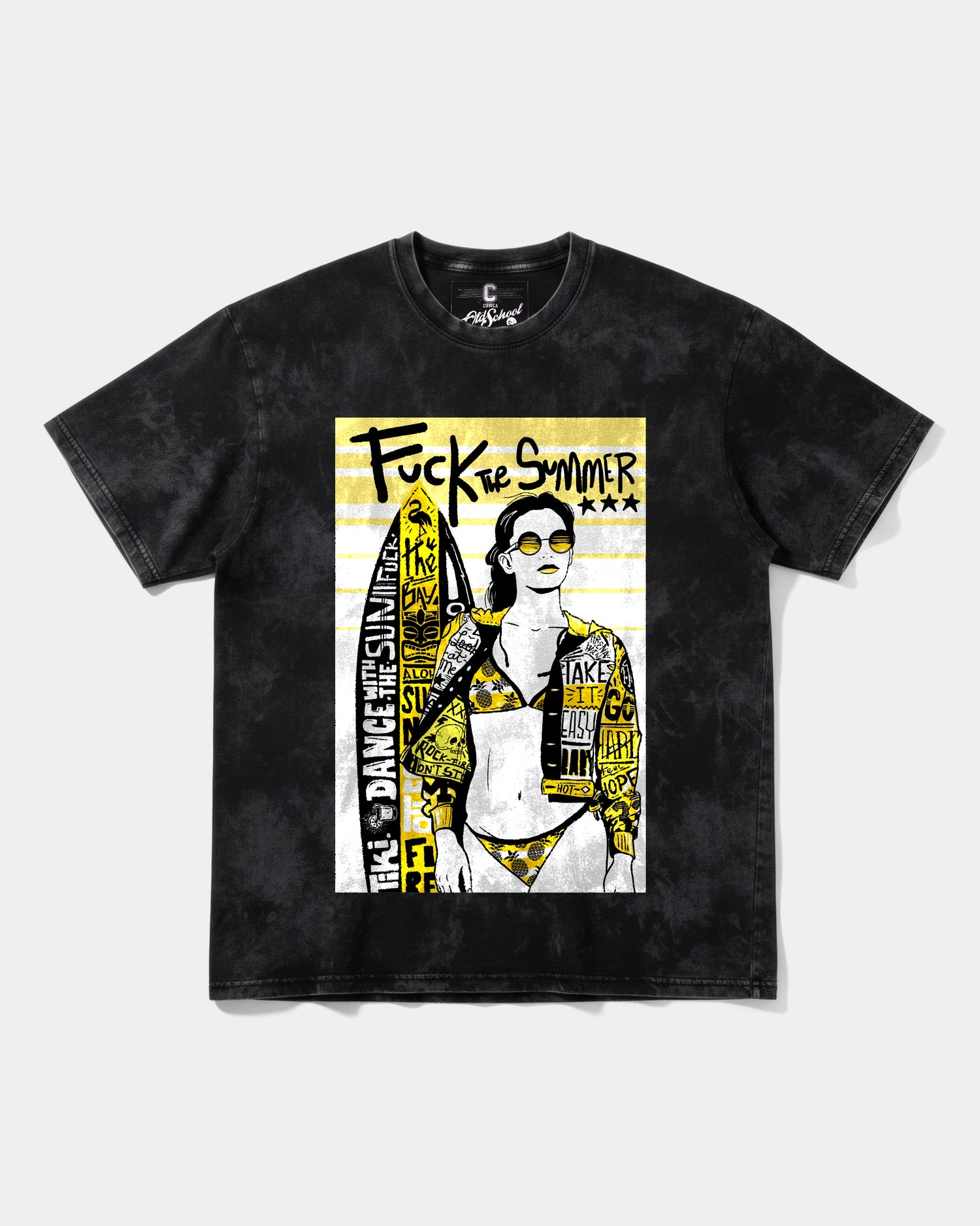 Camiseta Fuck The Summer Big Front Oversize Acid Negro