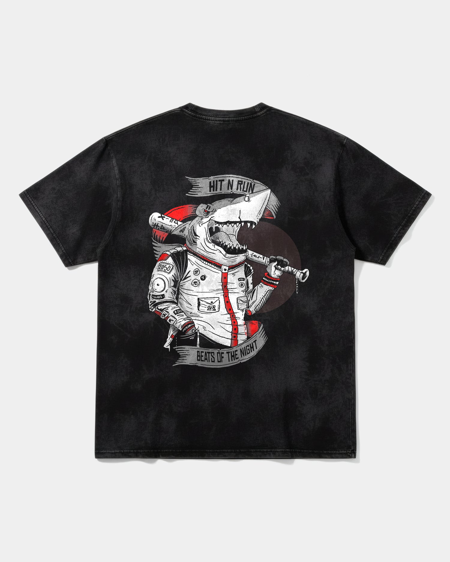 Camiseta Baseball Shark Big Back Oversize Acid Negro