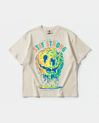 Camiseta Siempre Sonrie Big Front Oversize Basic Beige