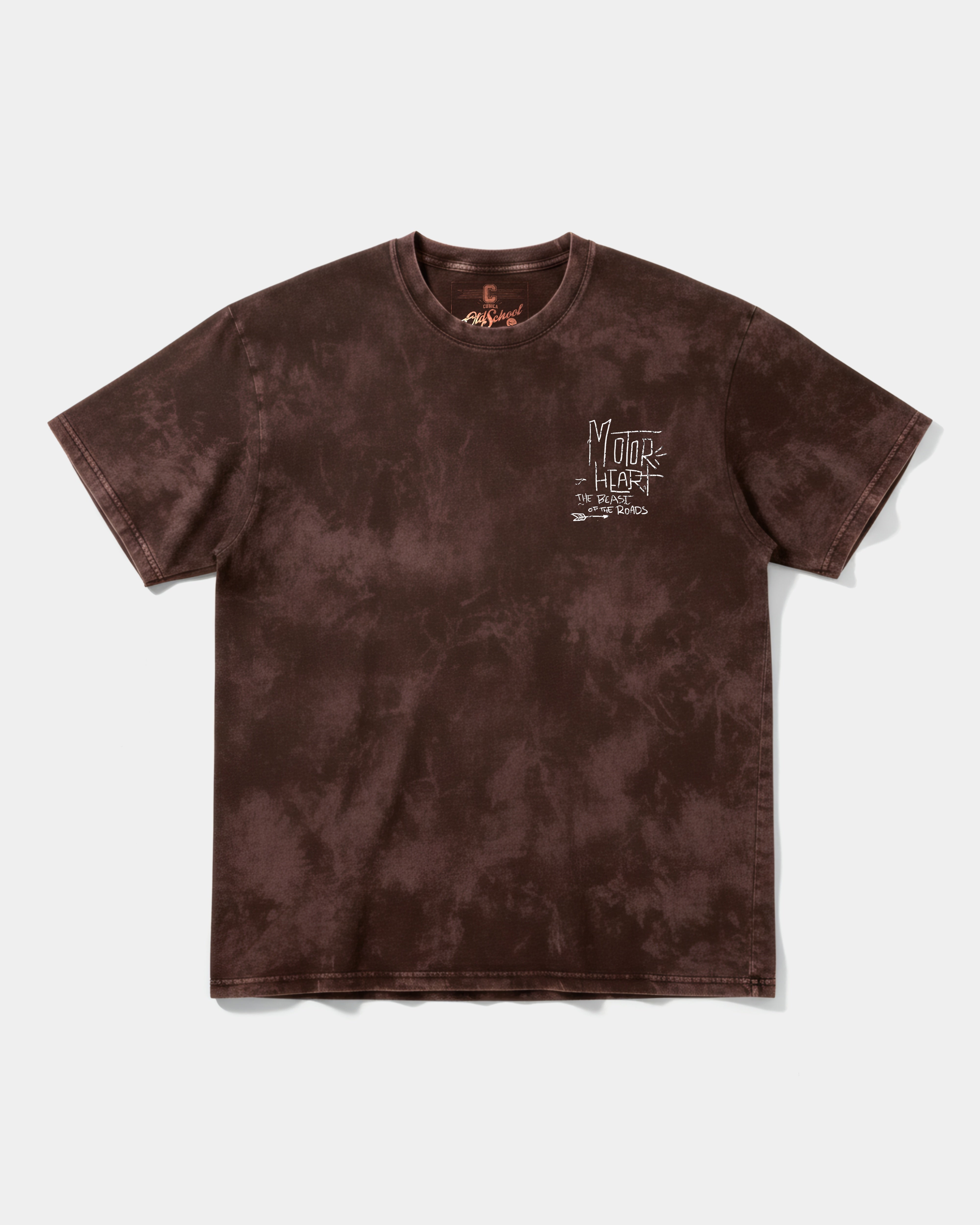 Camiseta Motor Heart White Pocket Front Oversize Acid Marron