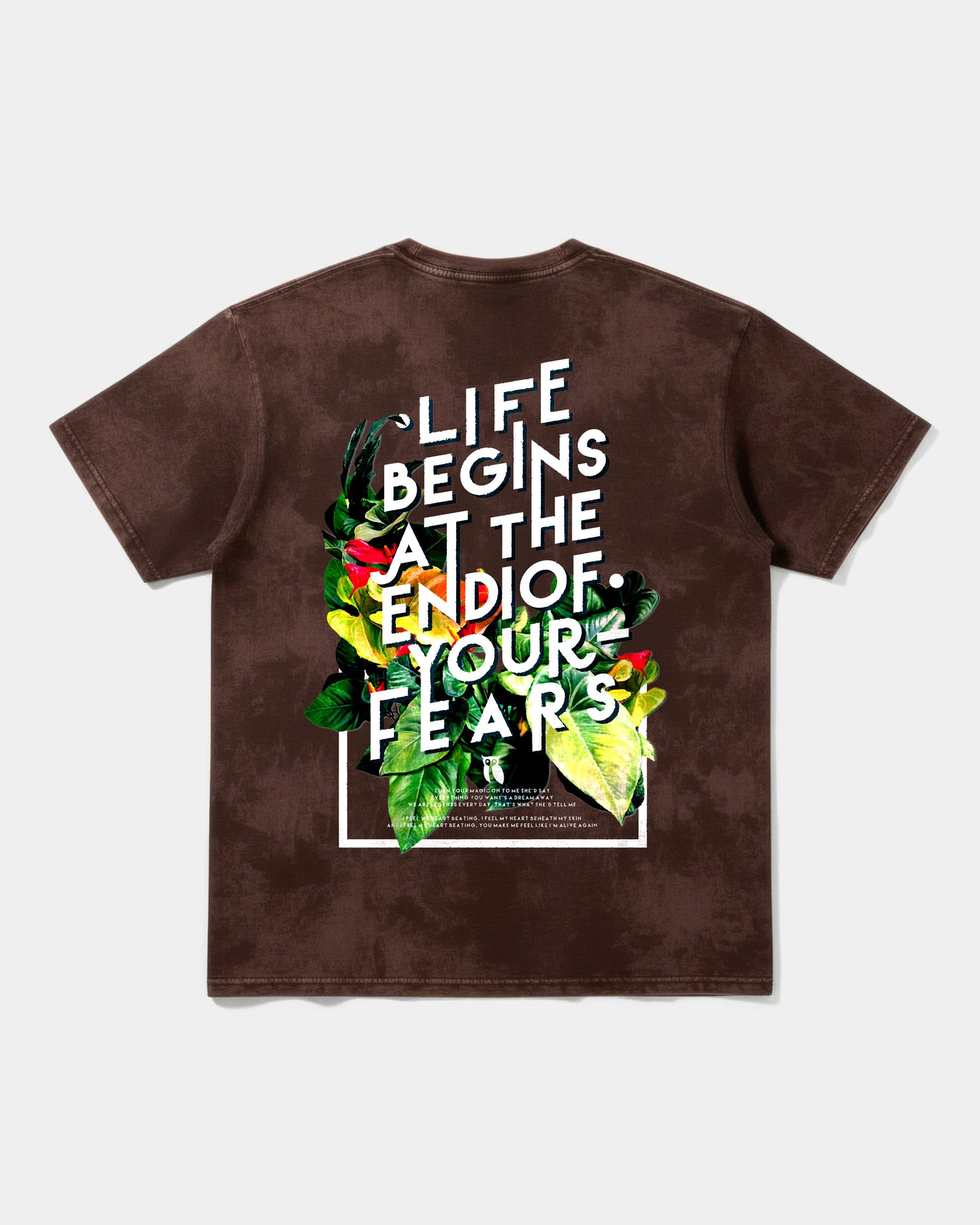 Camiseta Life Begins Big Back Oversize Acid Marron