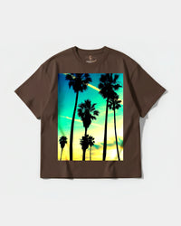 Camiseta Tropical Dusk Big Front Oversize Basic Marron