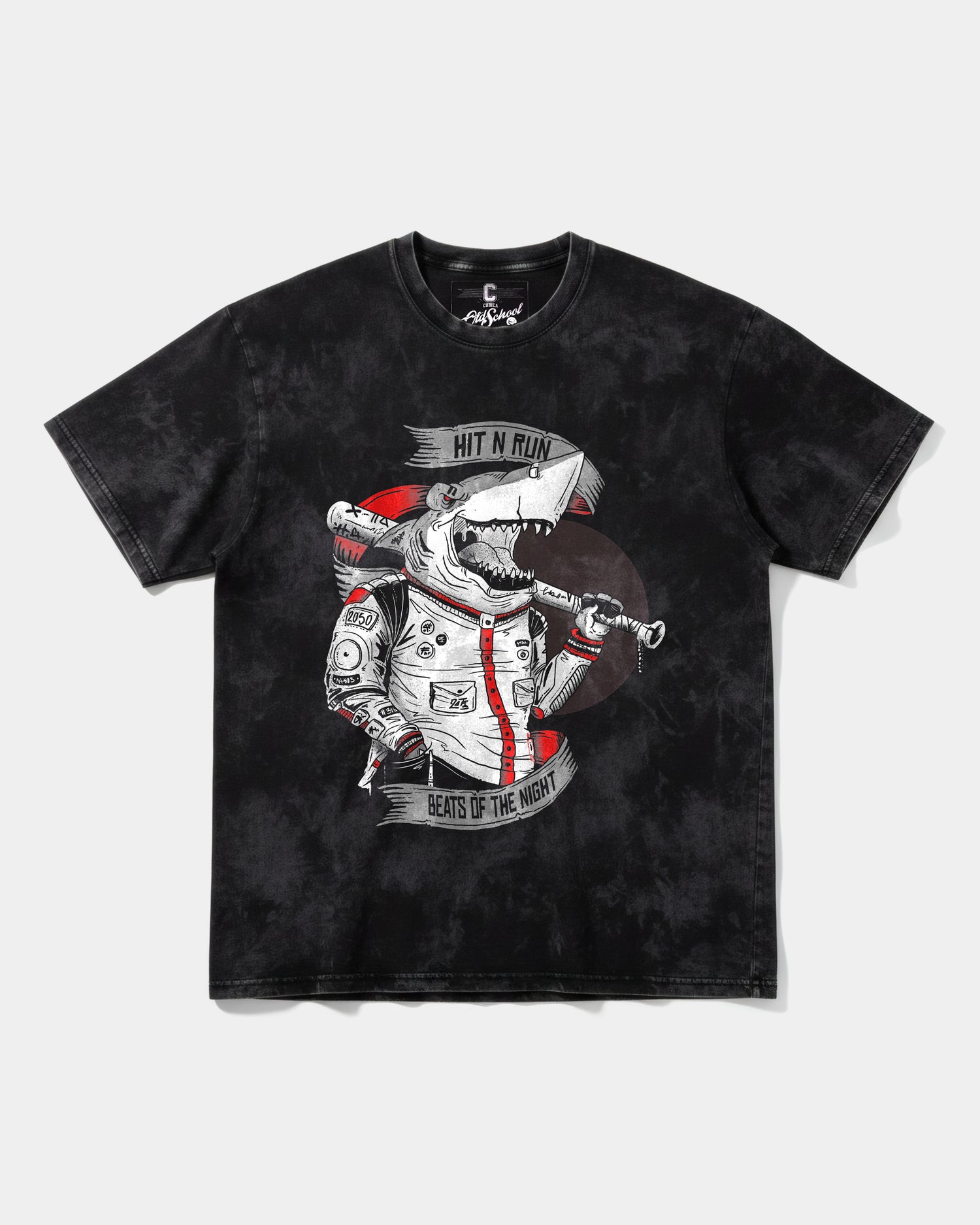 Camiseta Baseball Shark Big Front Oversize Acid Negro