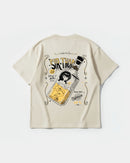 Camiseta Cubica Drinks Pocket Front Oversize Basic Beige