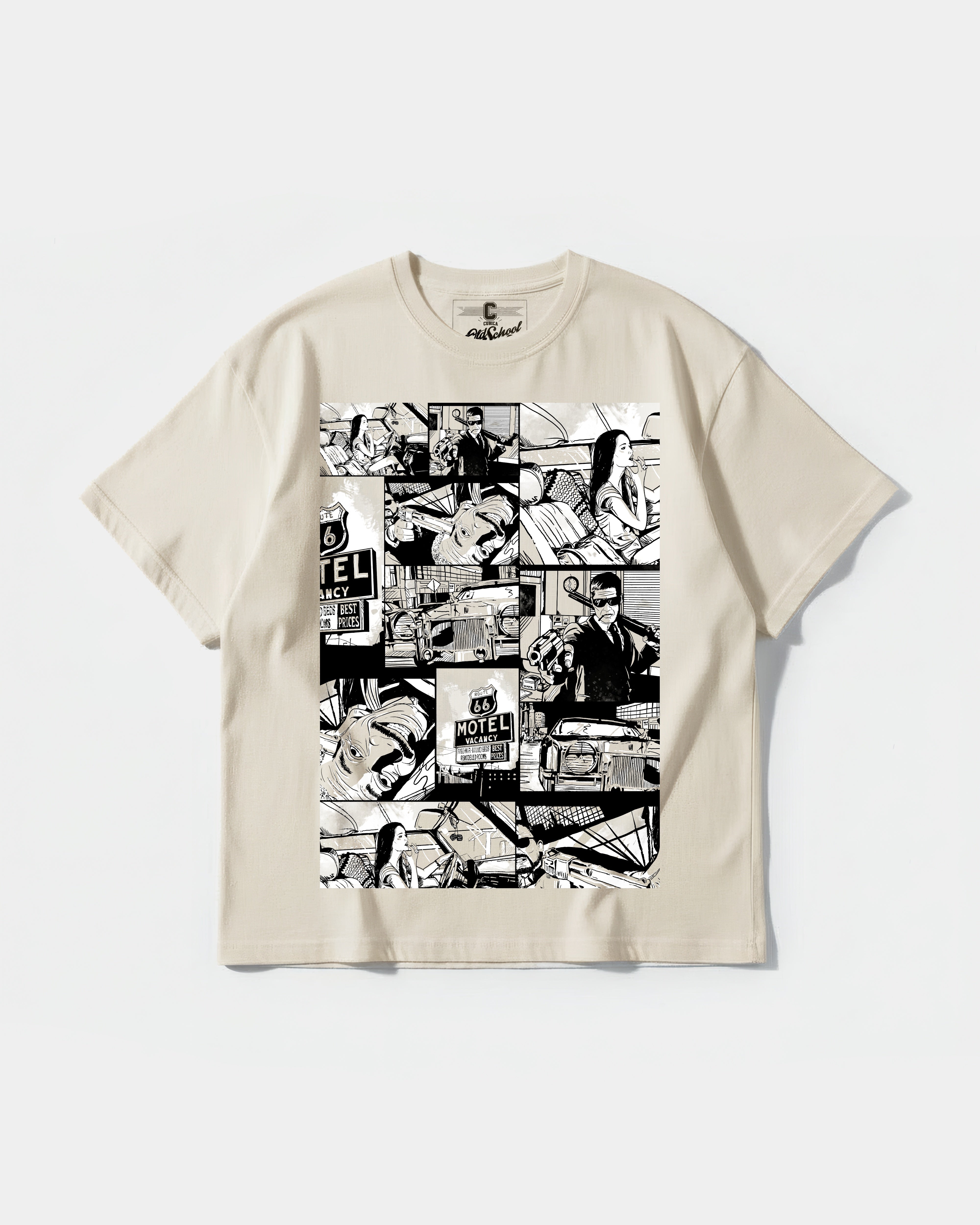 Camiseta Motel Vacancy Big Front Oversize Basic Beige