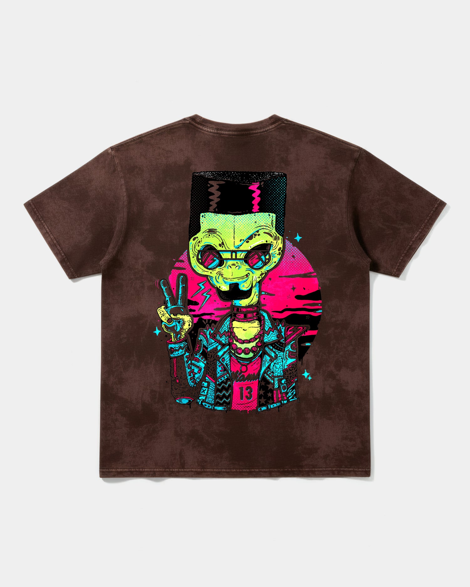 Camiseta Alien In Miami Big Back Oversize Acid Marron