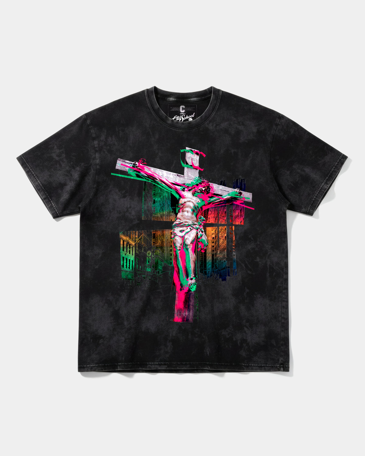 Camiseta Cristo Big Front Oversize Acid