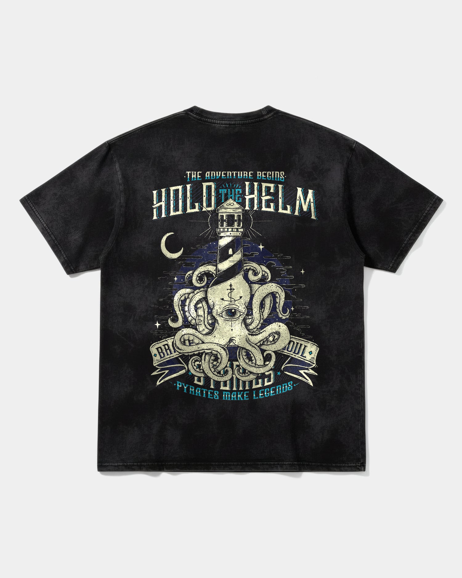 Camiseta Hold The Helm Big Back Oversize Acid Negro