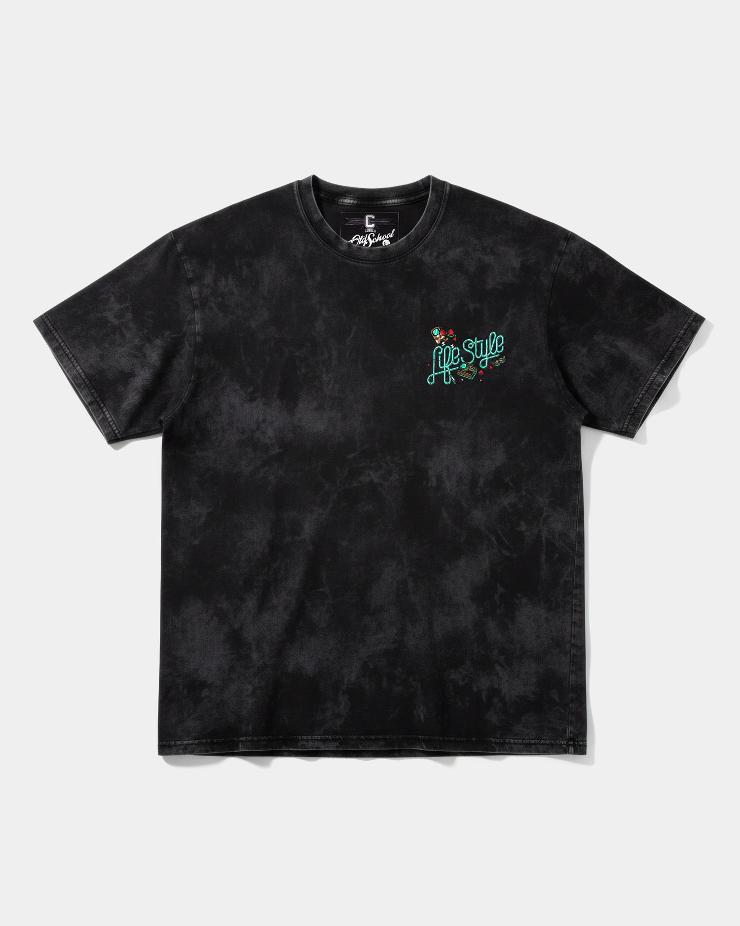 Camiseta Hipster Bear Pocket Front Oversize Acid Negro