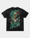 Camiseta Hipster Bear Pocket Front Oversize Acid Negro