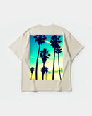 Camiseta Tropical Dusk Big Back Oversize Basic Beige