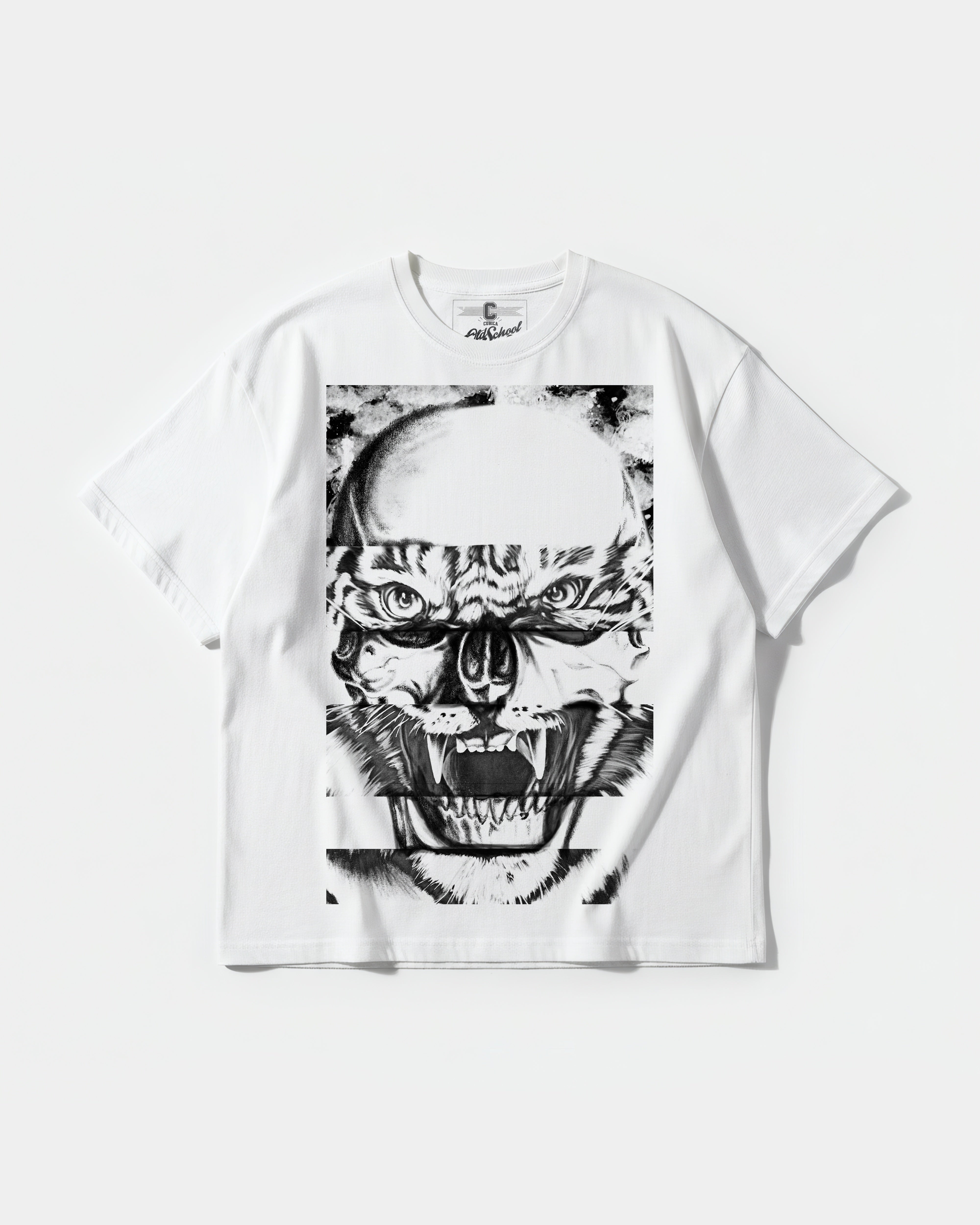 Camiseta Skull Tiger Big Front Oversize Basic