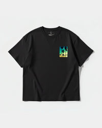 Camiseta Tropical Dusk Pocket Front Oversize Basic Negro
