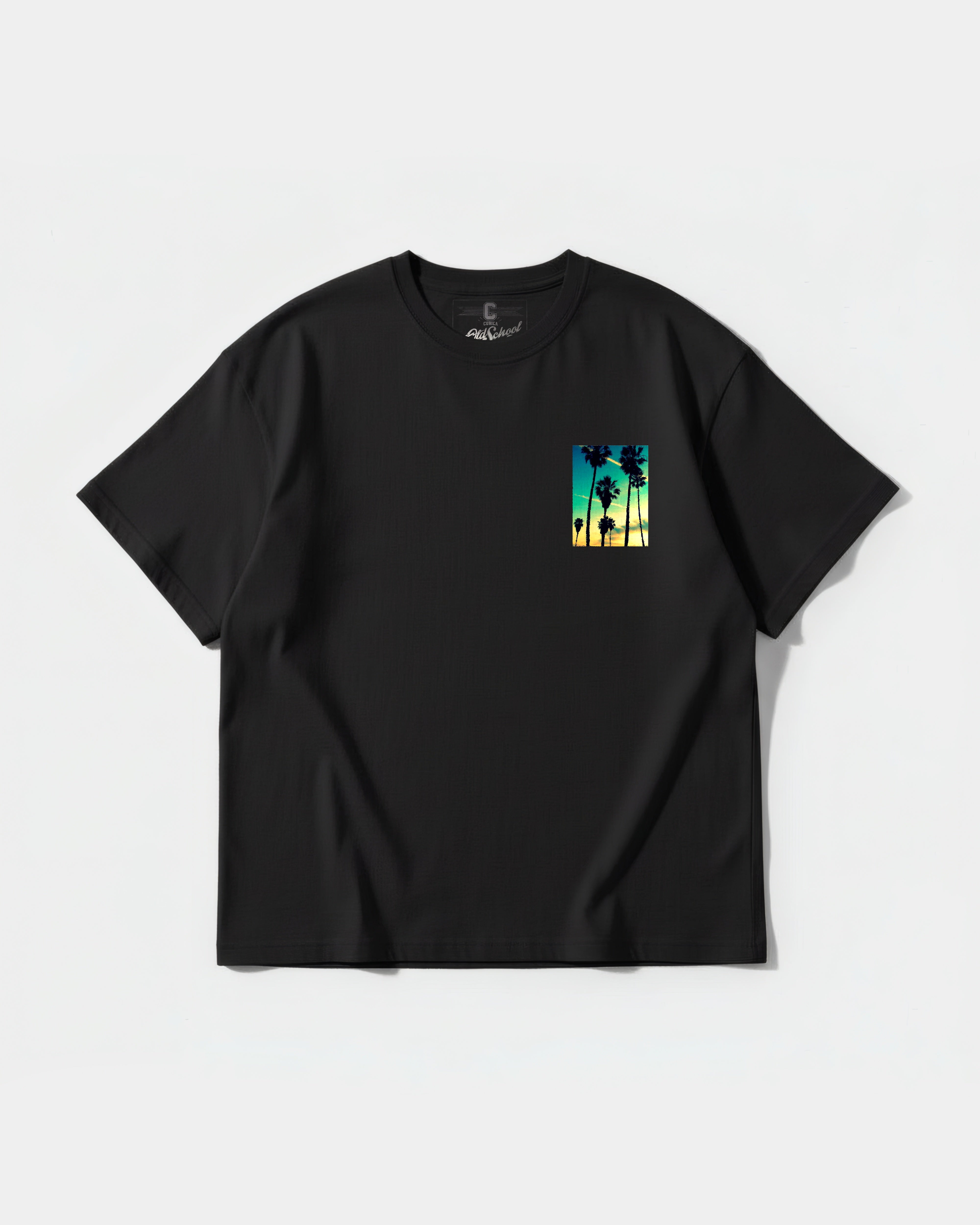 Tropical Dusk Pocket Front Oversize Basic T-shirt