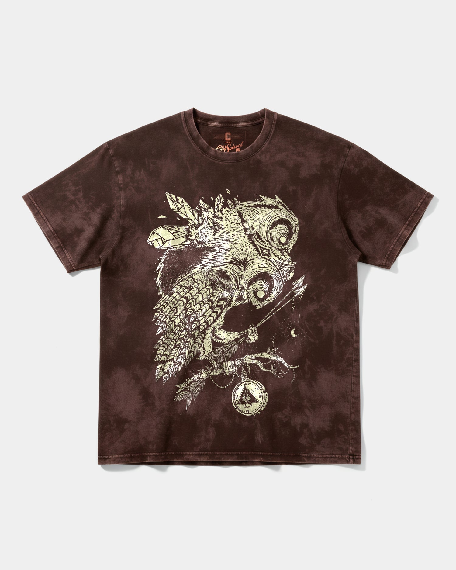 Camiseta Magic Owl Big Front Oversize Acid Marron