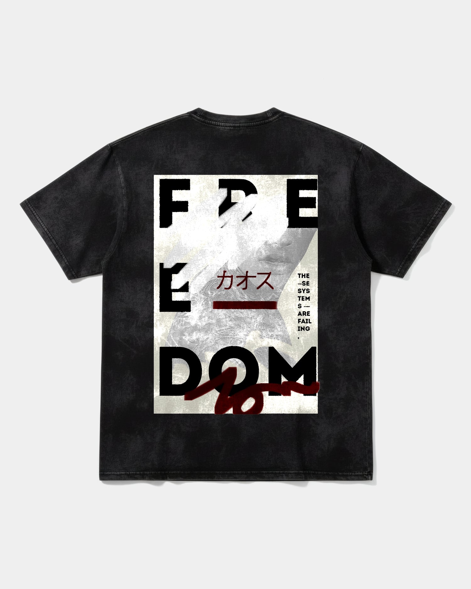 Camiseta Freedom Big Back Oversize Acid Negro