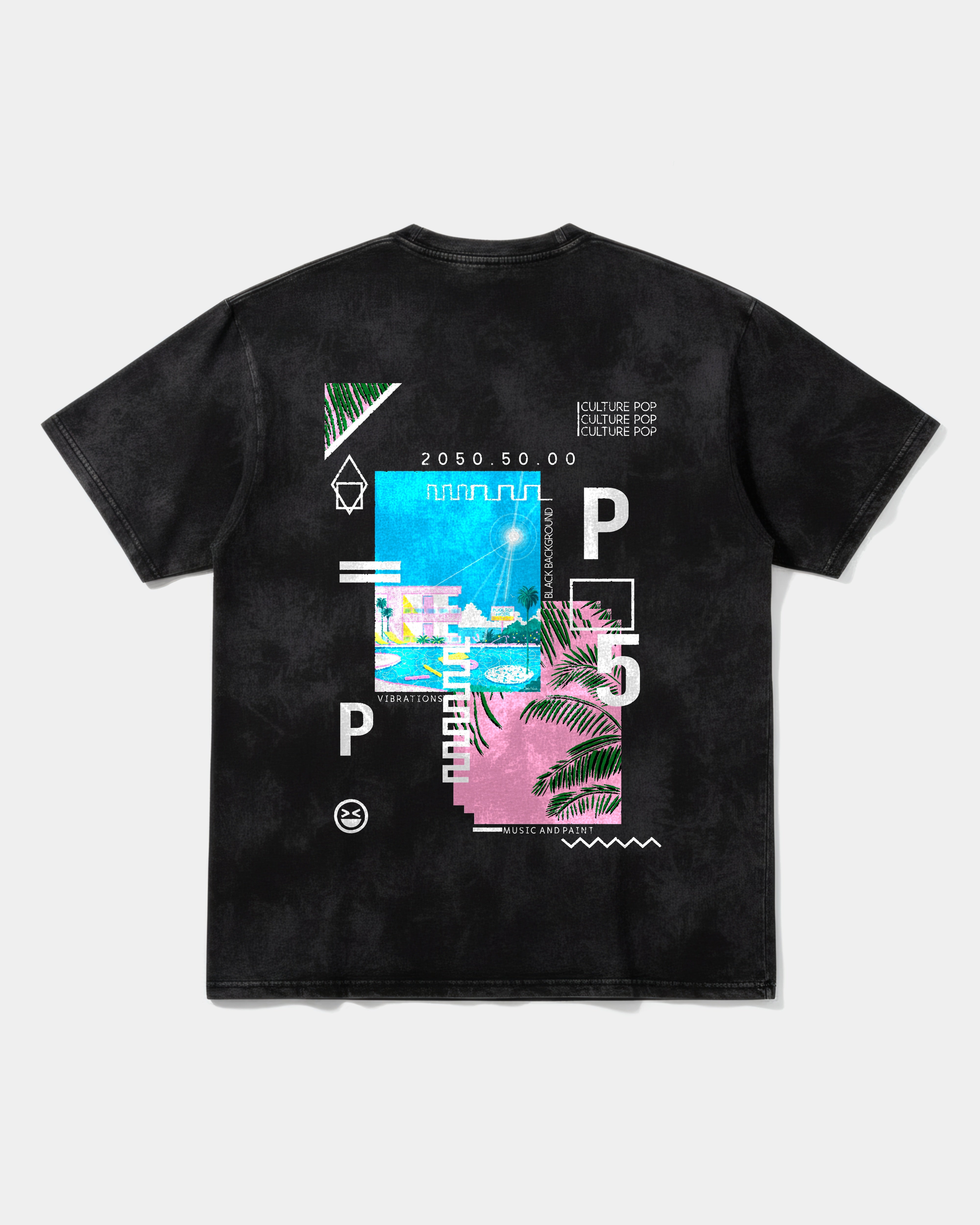 Music Paint Big Back Oversize Acid T-shirt