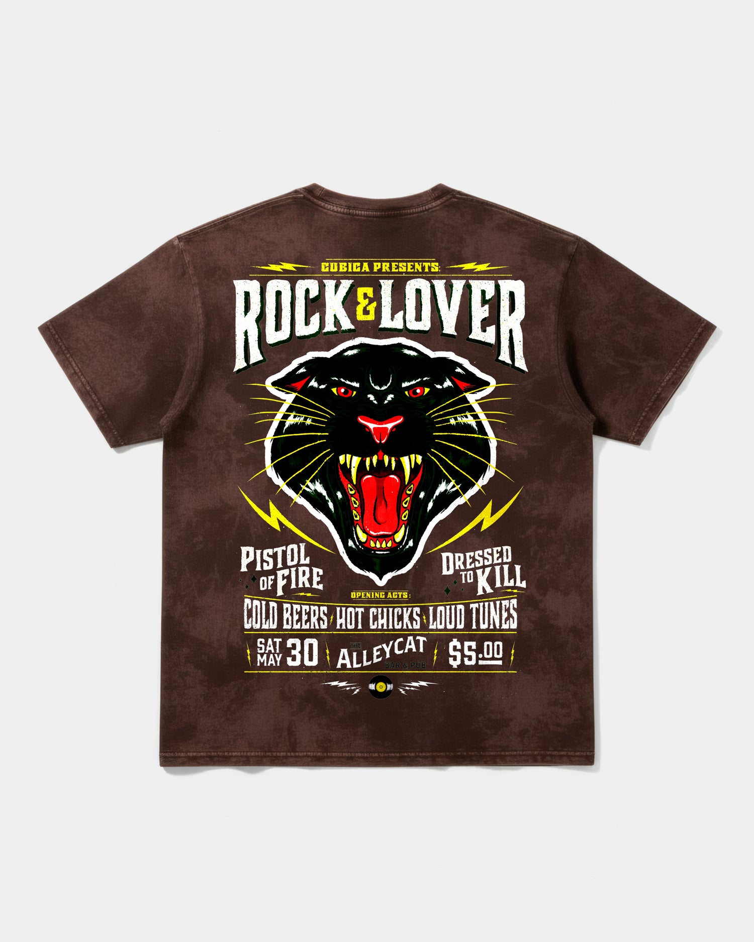 Camiseta Rock And Lover Big Back Oversize Acid Marron
