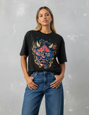 Modelo mide 1,63m y usa talla S