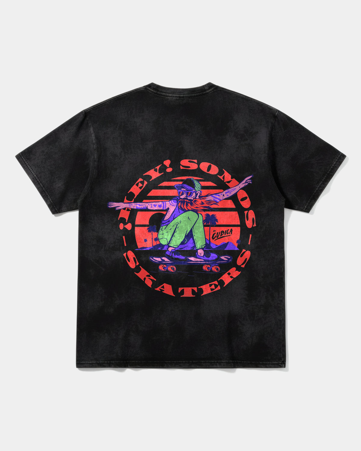 Camiseta Somos Skater Pocket Espalda Oversize Acid