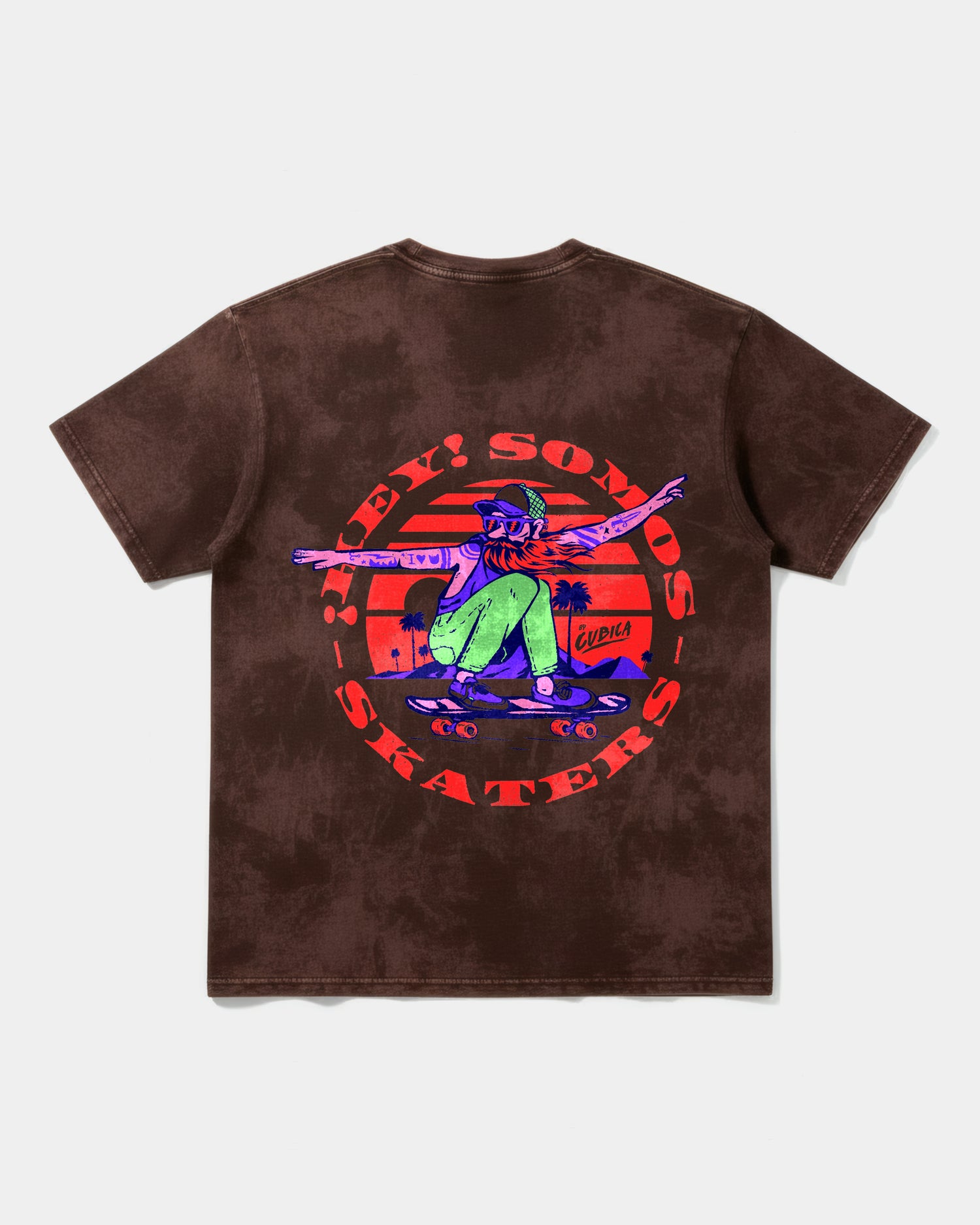 Camiseta Somos Skater Pocket Front Oversize Acid Marron