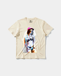 Camiseta Robot Girl Big Front Regular Basic Beige