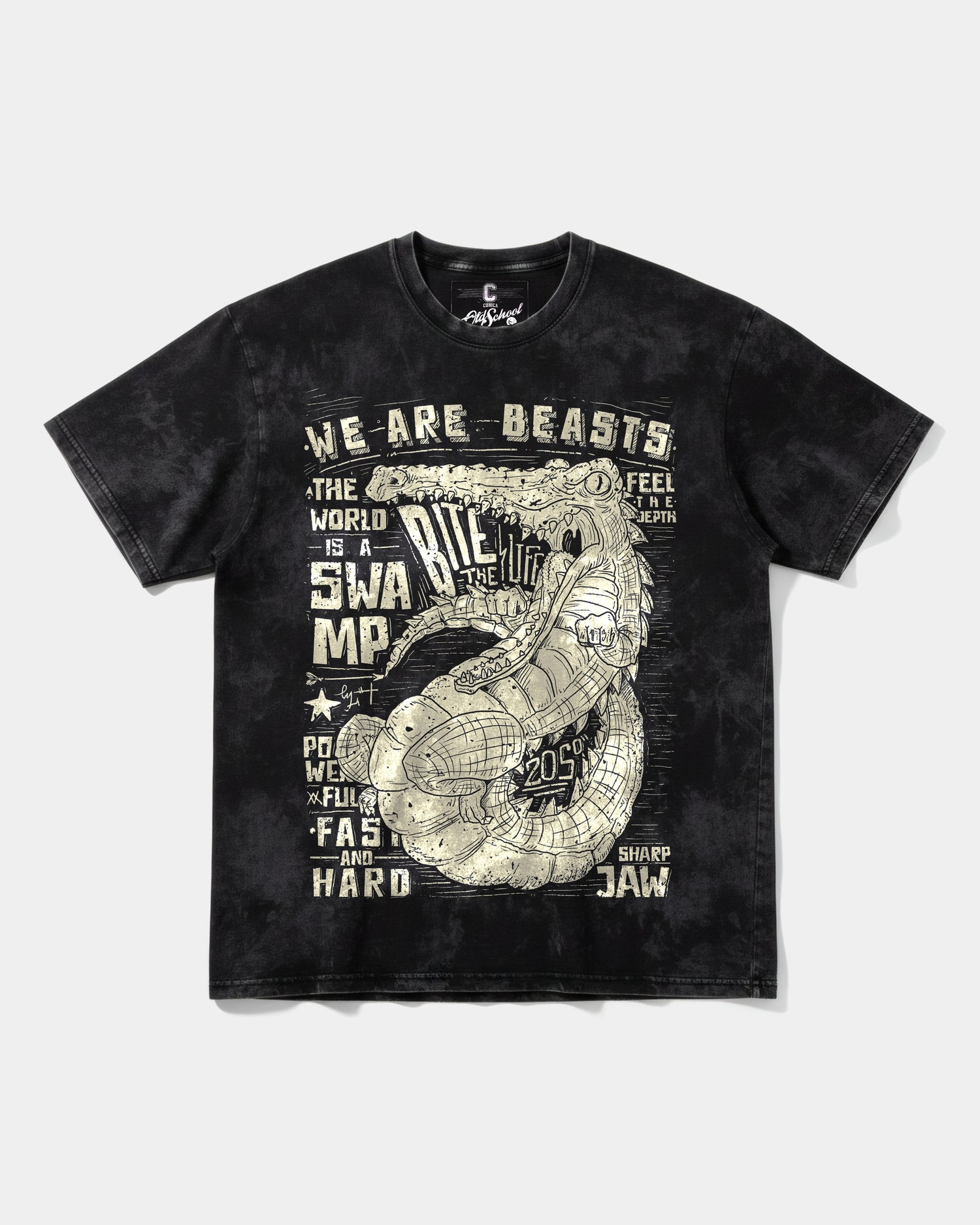 Camiseta We Are Beasts White Big Front Oversize Acid Negro