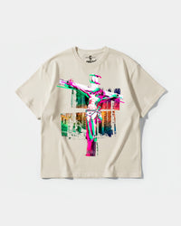 Camiseta Cristo Big Front Oversize Basic Beige