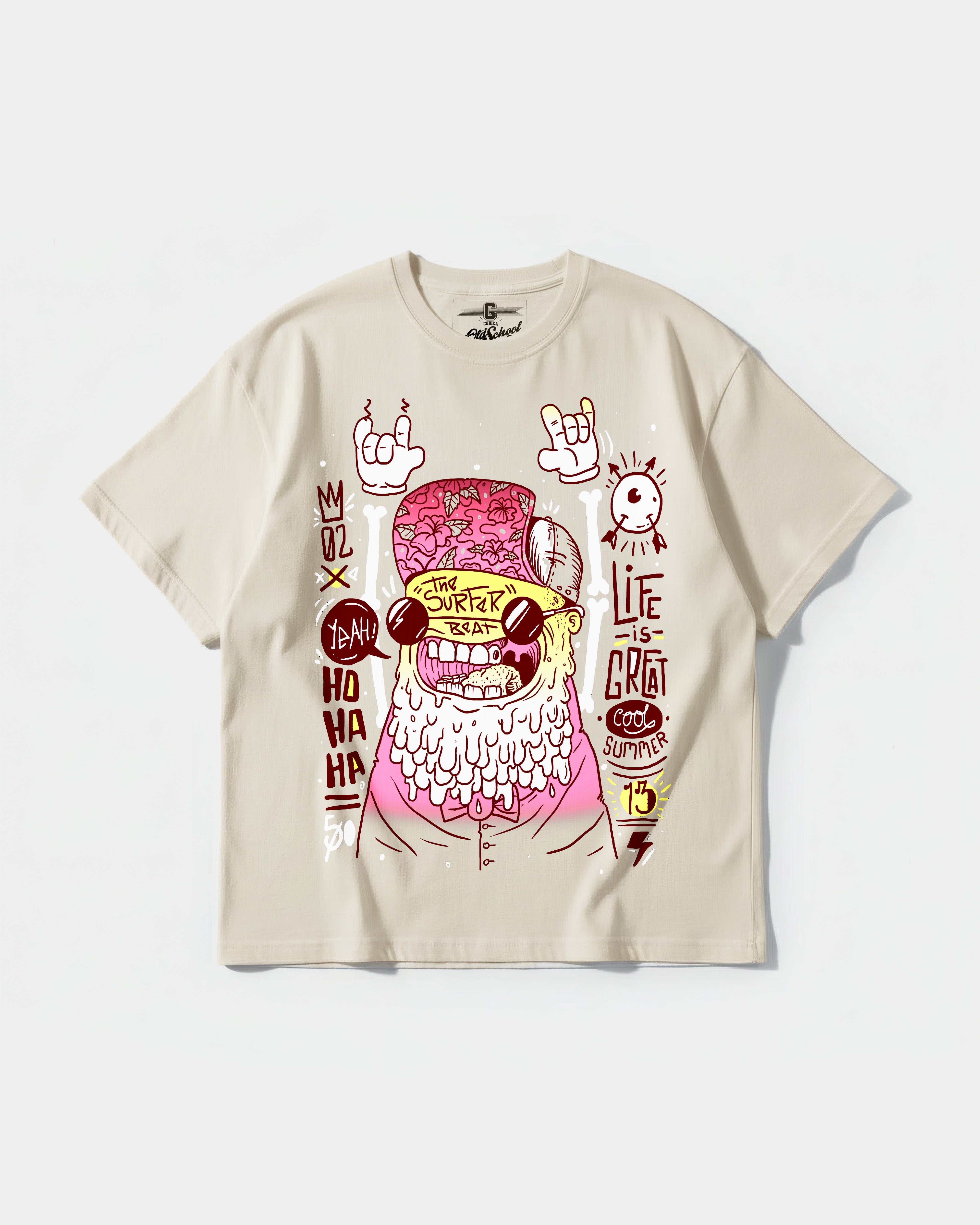 The Surfer Beat Big Front Oversize Basic T-shirt