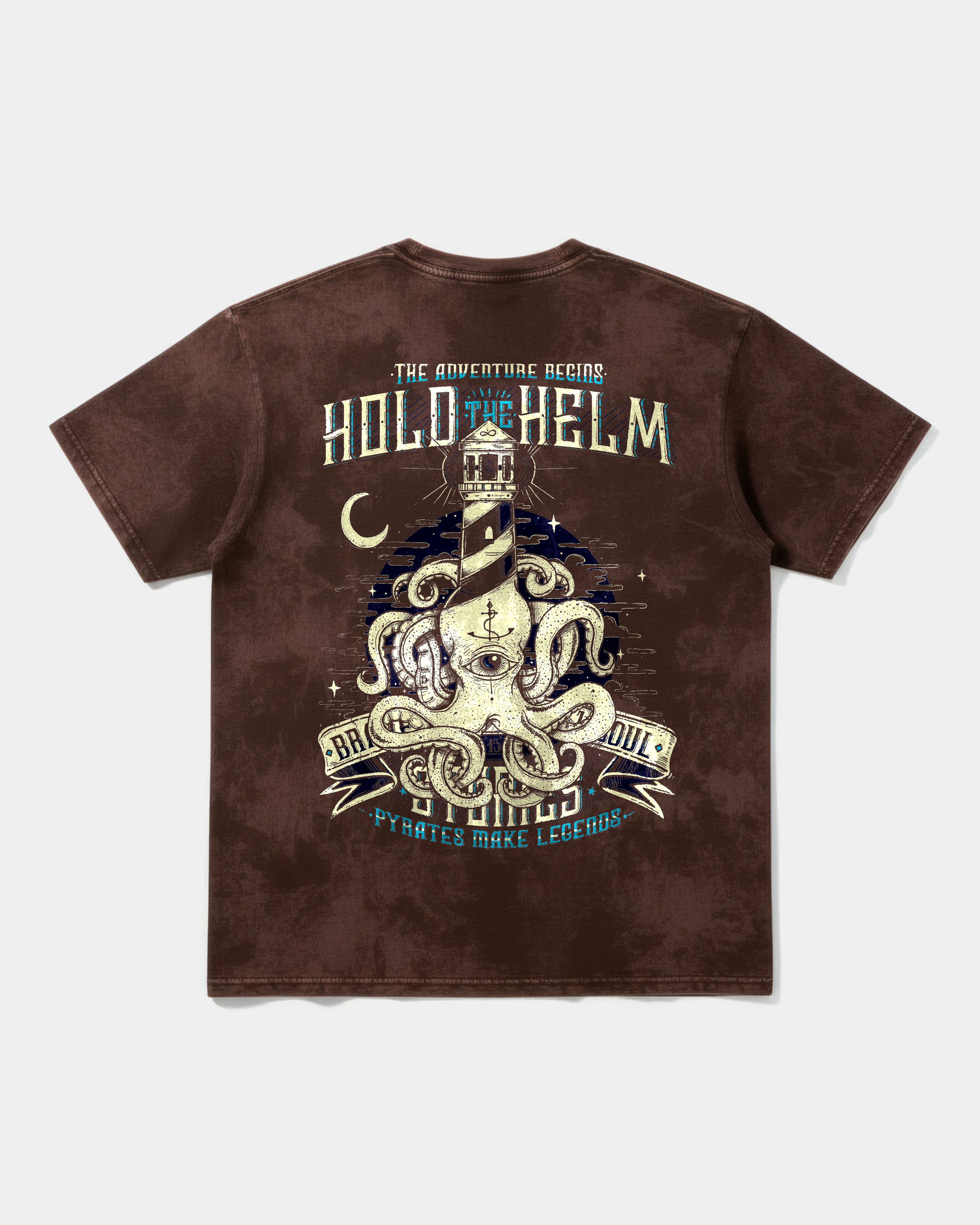 Camiseta Hold The Helm Big Back Oversize Acid Marron