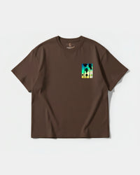 Camiseta Tropical Dusk Pocket Front Oversize Basic Marron