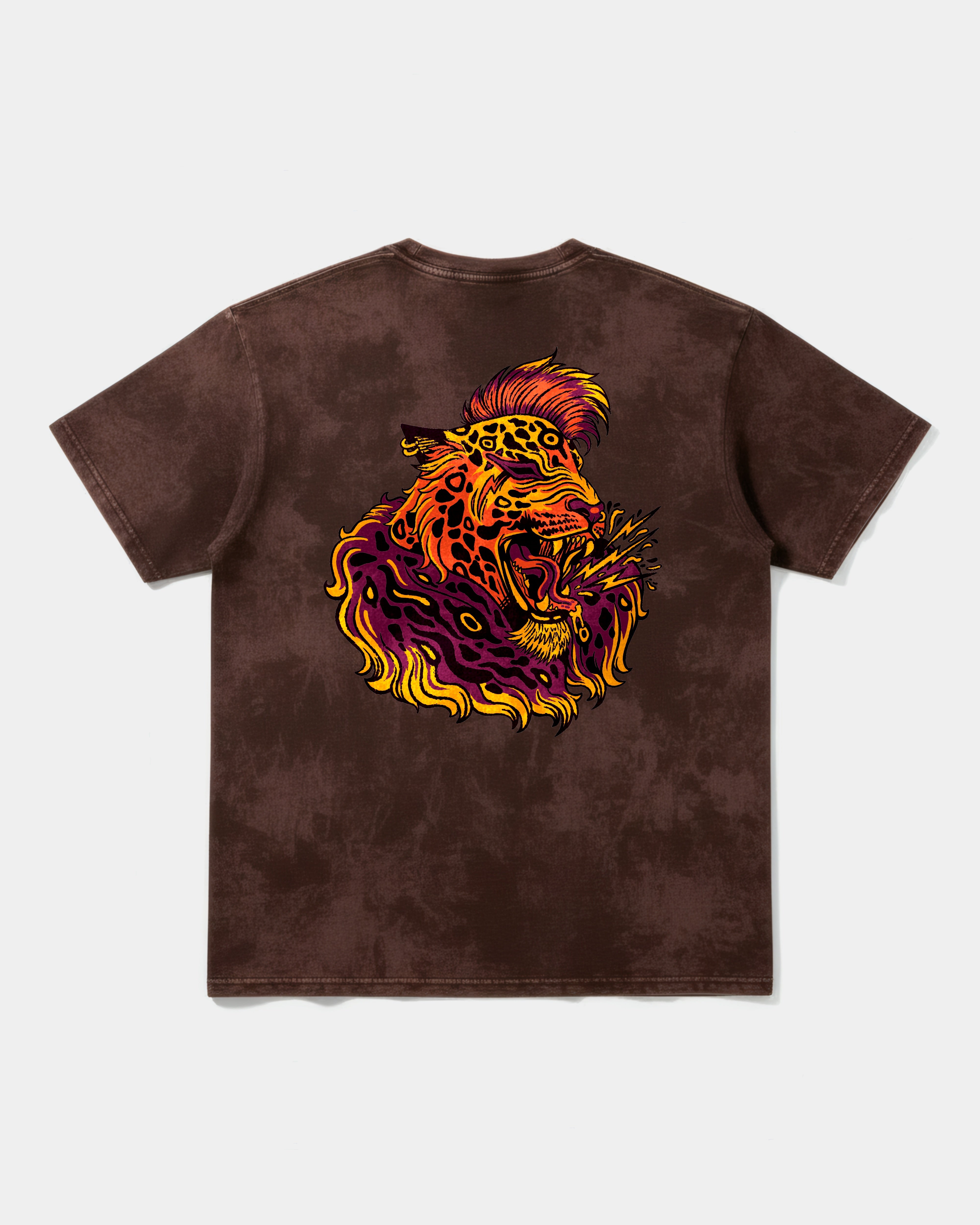 Camiseta Punk Leopard Big Back Oversize Acid Marron