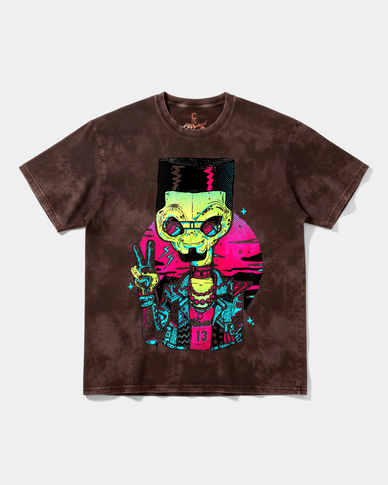 Camiseta Alien In Miami Big Front Oversize Acid Marron