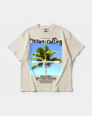 Camiseta Ocean Is Calling Big Front Oversize Basic Beige
