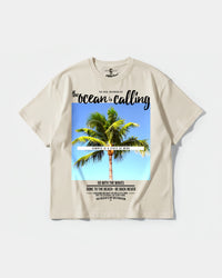 Camiseta Ocean Is Calling Big Front Oversize Basic Beige